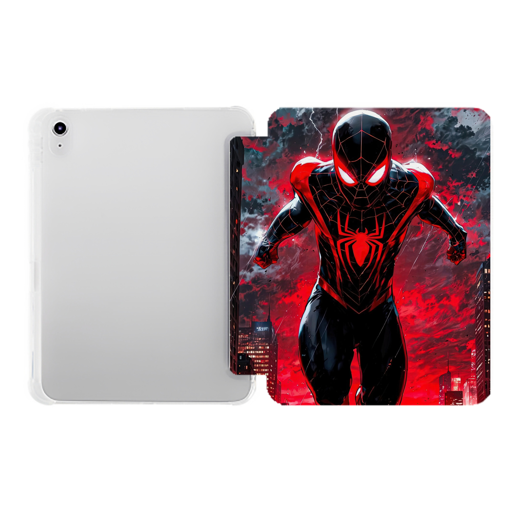 （画像用） Spider Man スパイダーマン IPad ケース ペン収納付き 三つ折りスタンド PUレザー×シリコン 対応機種9.5/10.5/10.9インチ